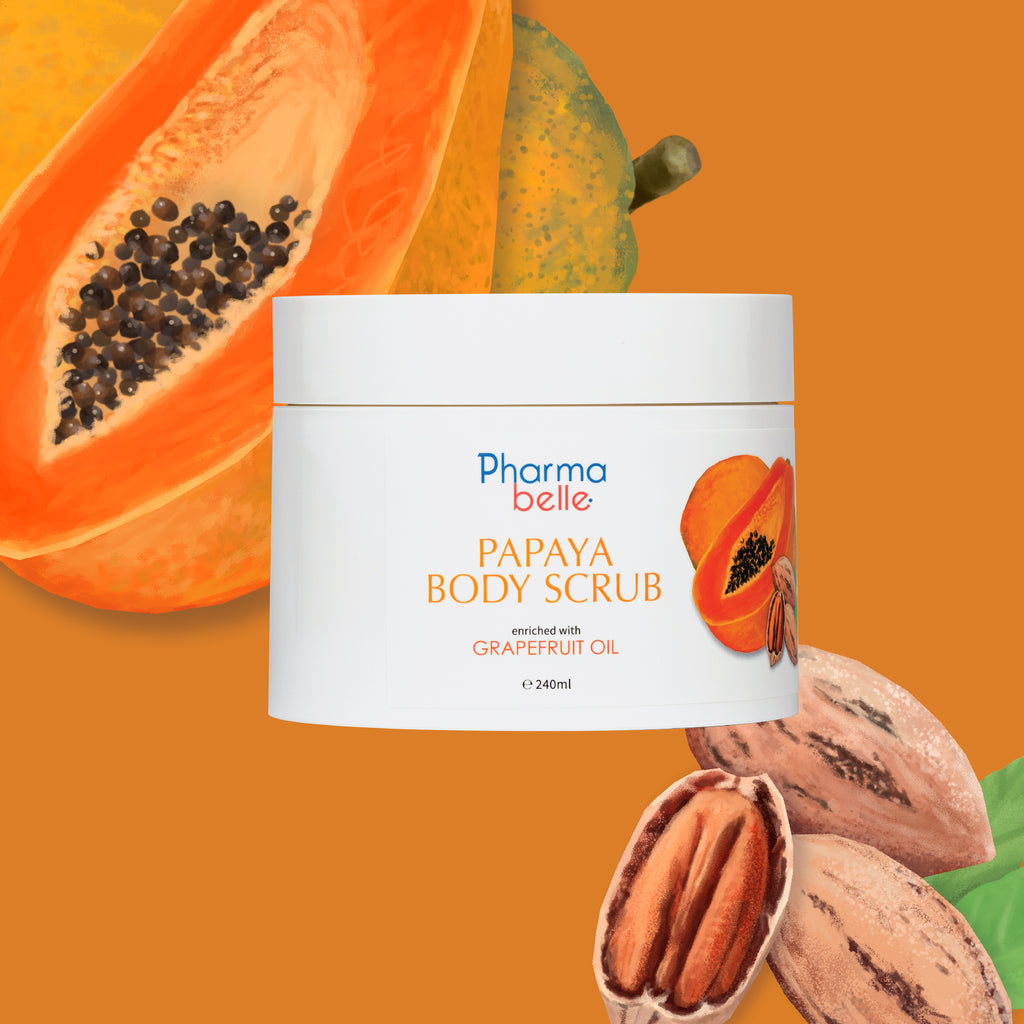 Papaya Body Scrub, apricot kernal oil, pecan shell powder, nourish, silky smooth, ezcema, sensitive, dry skins