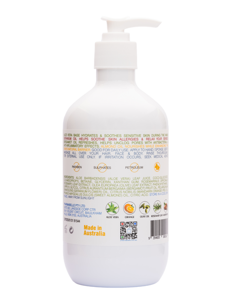 Geranium & Bergamot (aloe base) Body Wash - eczema, sensitive & dry skins